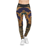 Ornate Violet Leggings Women Casual Wear Spandex Leggings Decorative Baroque Leggings Women Lounge Wear | D20225B