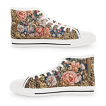 Baroque Fleur Shoes, Unisex High Top Sneakers, Floral Print Shoes, Baroque Florals Shoes, Unisex Canvas Shoes, Florals Sneakers | 104941