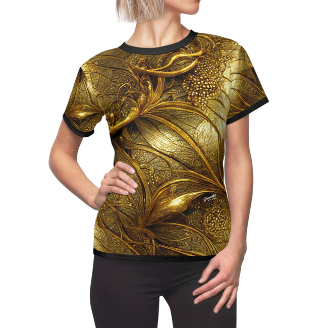 Gold Foil T-Shirt Unisex Tee All Over Print T-Shirt Decorative Gold Tee Unisex T-Shirt Gold Print Tee | X3336