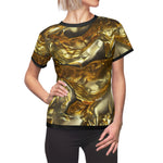 Gold Print T-Shirt Unisex All Over Print Tee Gold Foil Print T-Shirt Unisex Golden Tee | X3337
