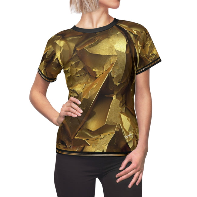 Metallic Gold T-Shirt Unisex Tee All Over Print Tee Textured Gold T-Shirt Unisex T-Shirt Gold Print Tee | X3346
