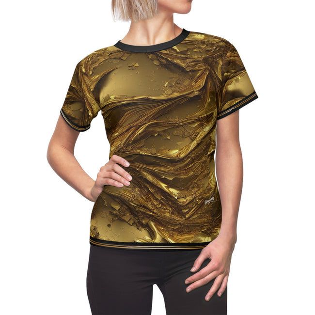 Waves of Gold T-Shirt Unisex Tee All Over Print T-Shirt Unisex Gold Print Tee | X3347