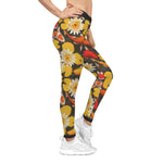 Koi Fish Leggings Women Spandex Leggings Fish and Florals Leggings Casual Wear Women Leggings Lounge Wear | D20017