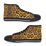 Leopard Print Shoes, Trendy High Top Sneakers, Animal Print Shoes, Fashionable Canvas Shoes, Unisex Sneakers, Leopard Print Shoes | 100167