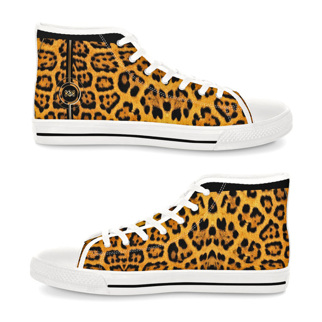 Leopard Print Shoes, Trendy High Top Sneakers, Animal Print Shoes, Fashionable Canvas Shoes, Unisex Sneakers, Leopard Print Shoes | 100167