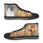 Mucha Art Canvas Shoes, High Top Sneakers, Unisex Canvas Shoes, Art Nouveau Sneakers, Trendy Hi Tops Shoes, Unisex Sneakers | 99005B