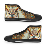 Owl Print Canvas Shoes, Unisex High Top Sneakers, Trendy Canvas Shoes, Baroque Owl Sneakers, Hi Tops Canvas Shoes, Unisex Sneakers | X3494