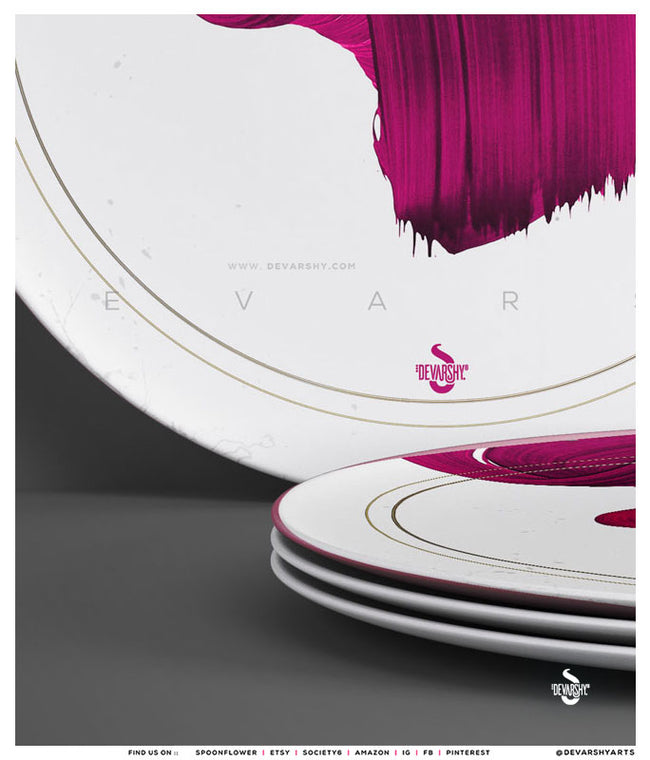 Abstract Brush Stroke 10" Dinner Plate, Microwave/ dishwasher Safe Plates Heavy ThermoSāf  | 11186