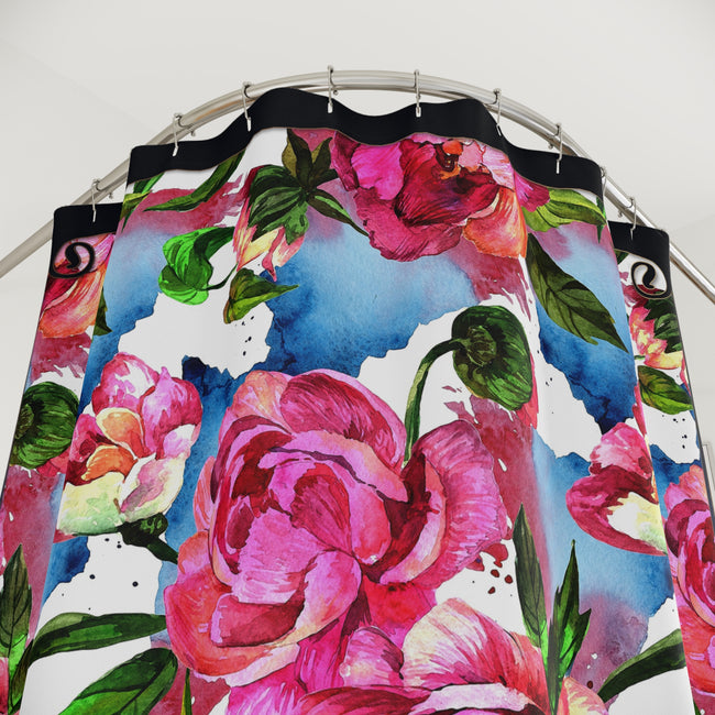 Watercolor Floral Shower Curtain Bathroom Curtain | 10086