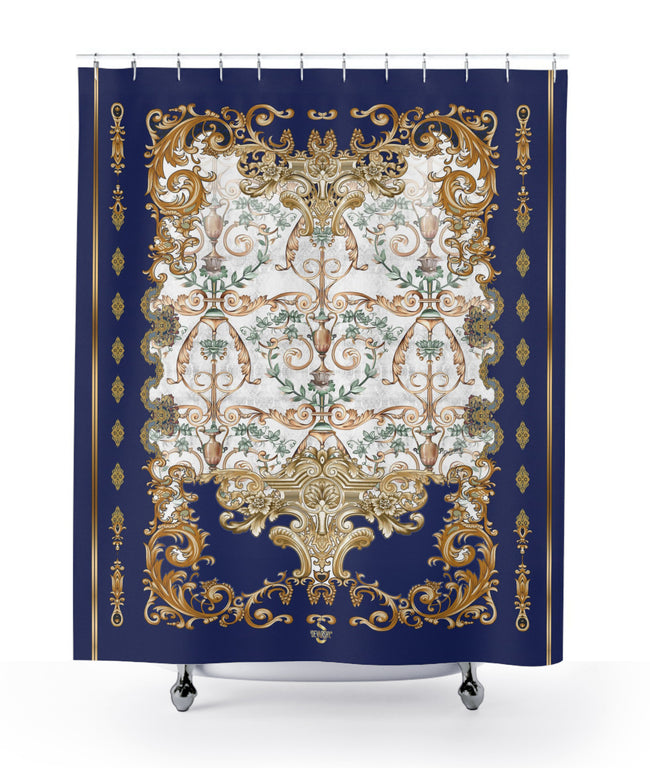 Vienna Baroque Shower Curtain Royal Blue Curtain for Bathroom | 1005B