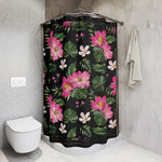 Tropical Floral Shower Curtain Floral Print Curtain For Bathroom | 10082