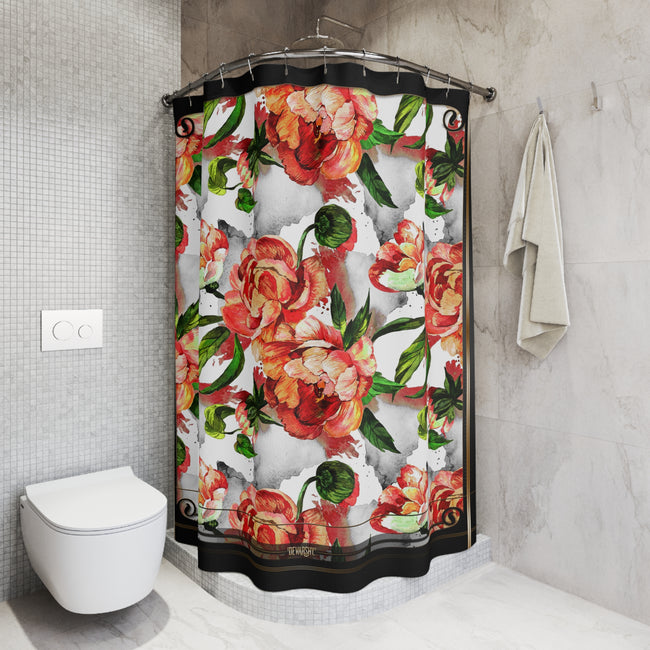 Floral Print Shower Curtain Watercolor Painted Floral Curtain for Bathroom | 10086B
