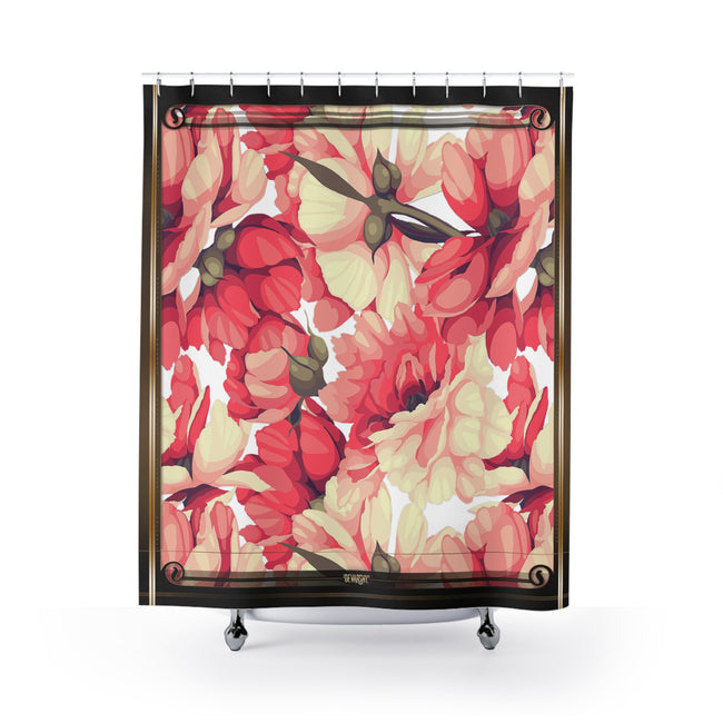 Painted Florals Shower Curtain Floral Print Curtain For Bathroom | 10087