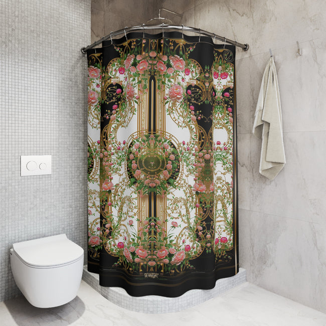 Decorative Floral Shower Curtain Baroque Floral Curtain Bathroom Curtain | D20207B