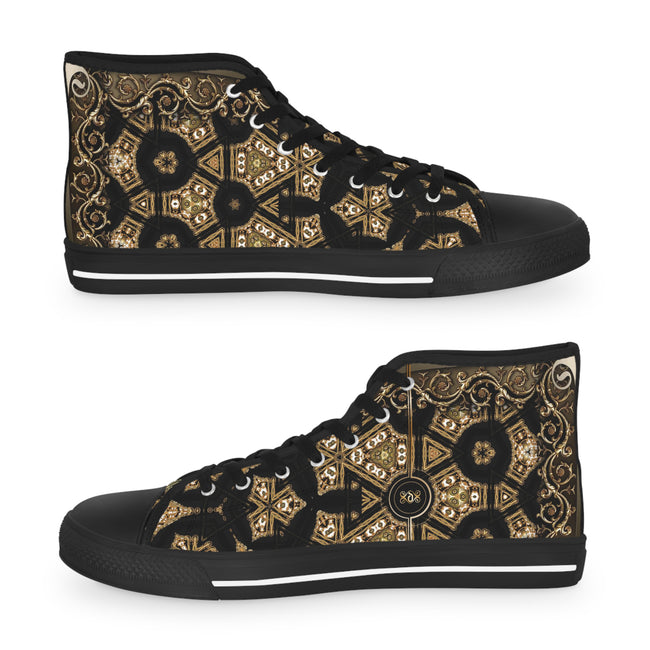 Sacred Geometry Shoes, Trendy High Top Sneakers, Unisex Canvas Shoes, Decorative Hi Tops Shoes, Black Unisex Sneakers  | D20072