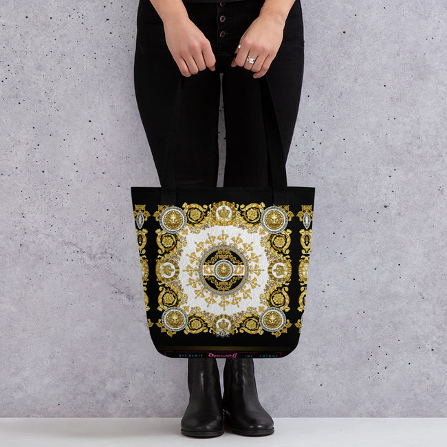 Golden Rococo Tote Bag Beauty of Florence Bag Baroque Handbag Canvas Tote Bag in 3 Sizes | 0016