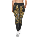 Baroque Panther Leggings Decorative Golden Leggings Spandex Women Leggings Black Panther Printed Leggings Women Casual Wear  | X3449