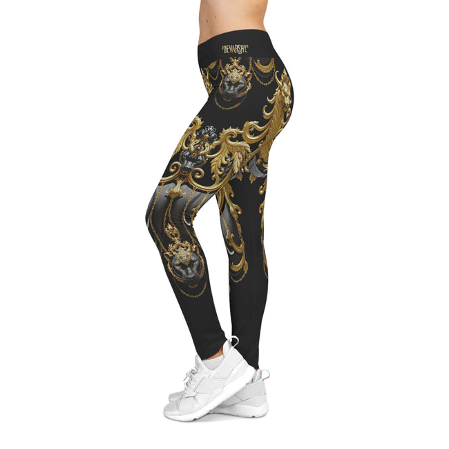 Baroque Panther Leggings Decorative Golden Leggings Spandex Women Leggings Black Panther Printed Leggings Women Casual Wear  | X3449