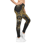 Baroque Panther Leggings Decorative Golden Leggings Spandex Women Leggings Black Panther Printed Leggings Women Casual Wear  | X3449