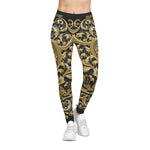 Baroque Angel Leggings Women Spandex Leggings Casual Wear Decorative Golden Leggings Women Lounge Wear | X3451