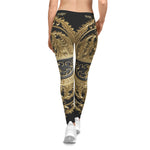 Baroque Leggings Decorative Gold Leggings Spandex Women Leggings Casual Wear Leggings Women Lounge Wear | X3454