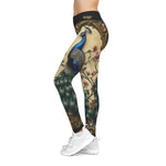 Beige Peacock Leggings Women Peacock Print Leggings Peacock Lovers Gift Women Casual Wear Leggings | X3502