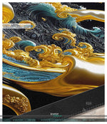 Golden Waves Area Rug Gold Paint Carpet Chenille Bedroom Rug in 3 Sizes | X3351