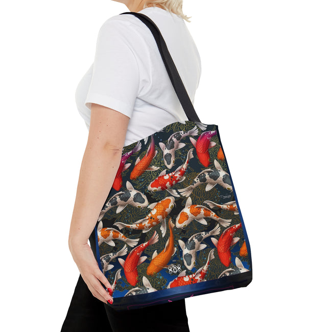Japanese Koi Fish Bag Canvas Tote Bag Koi Fish Handbag Fish Print Tote Bag in 3 Sizes | 11154