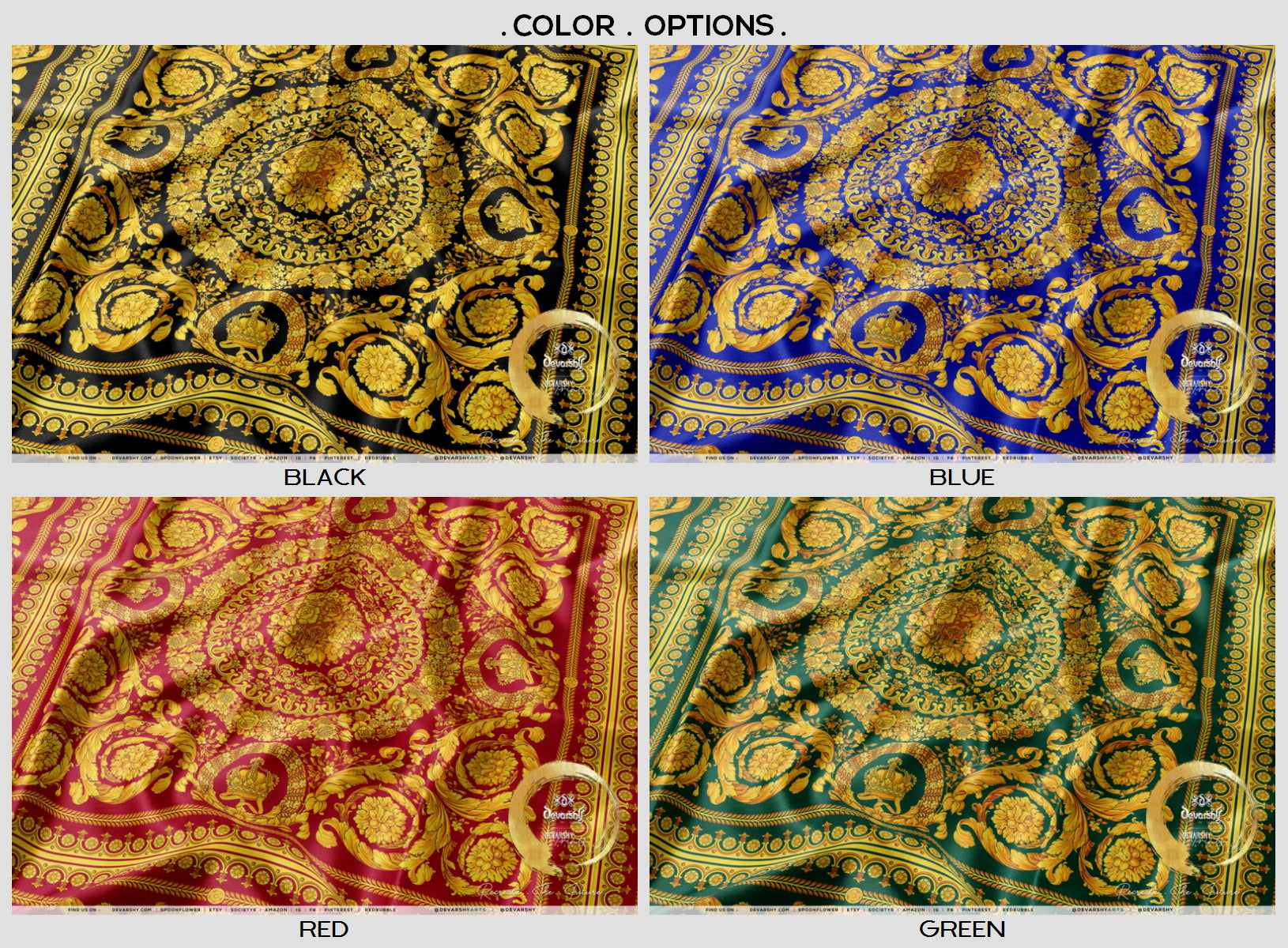 ROCOCO Upholstery Fabric 3meters, 4 Colors, 13 Fabric Options