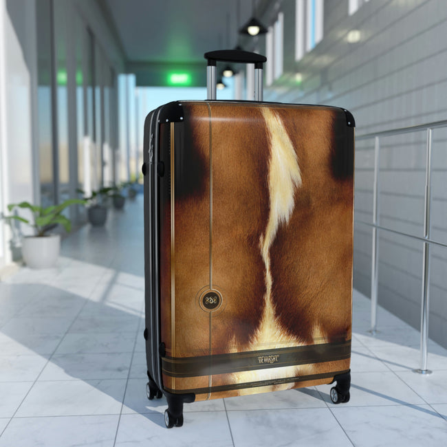 Horse Skin Print Suitcase 3 Sizes Carry-on Suitcase Animal Print Luggage Brown Hard Shell Suitcase | 11222B