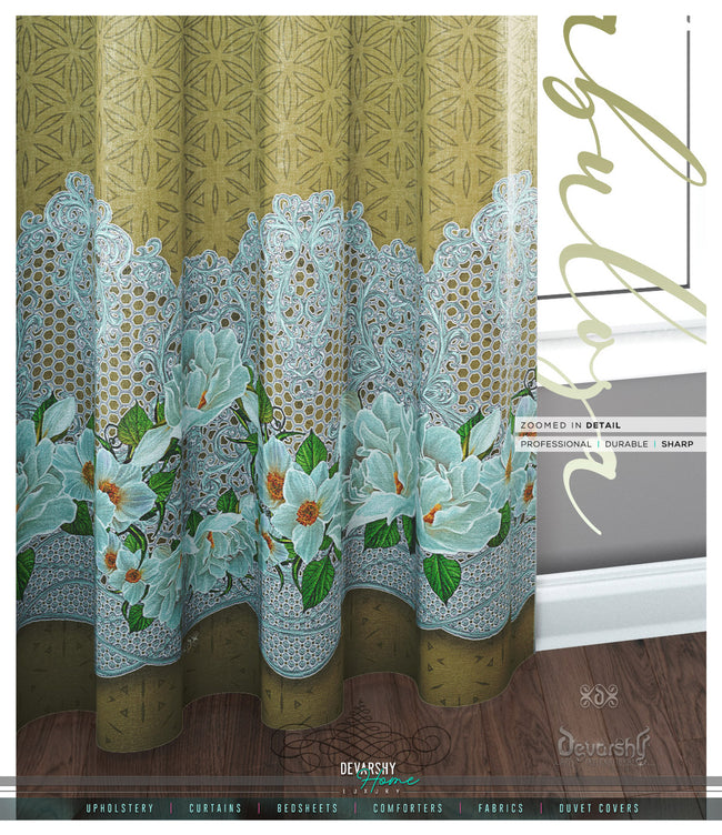 Decorative Yellow Floral PREMIUM Curtain Panel, Made to Order on 12 Fabric Options - 10001F