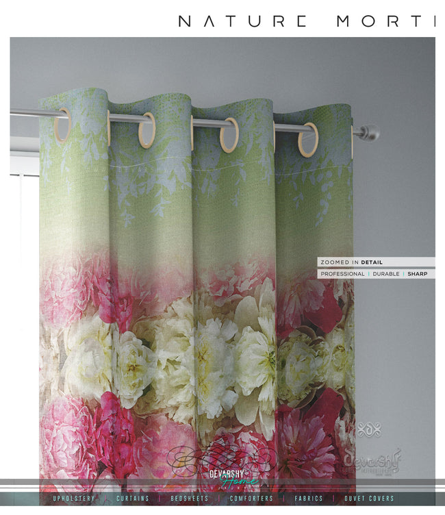 Red Florals Pattern PREMIUM Curtain Panel. Available on 12 Fabrics. Made to Order. 10002A