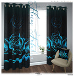 Turquoise Floral Print PREMIUM Curtain Panel. Available on 12 Fabrics. Made to Order. 10003B
