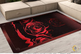 Red Rose Area Rug Burgundy Floral Carpet, Available in 3 sizes |10003D