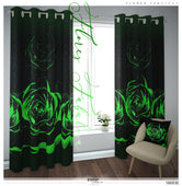 Green Floral Print PREMIUM Curtain Panel. Available on 12 Fabrics. Made to Order. 10003E