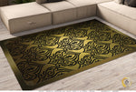 Baroque Yellow Damask Area Rug, Available in 3 sizes | 10005B