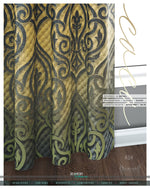 Yellow Damask Curtain panel, Made to Order on 12 Fabric Options - 10005B