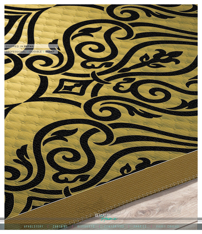 Baroque Yellow Damask Area Rug, Available in 3 sizes | 10005B