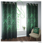 Decorative Damask Green PREMIUM Curtain. 12 Fabric Options. Made to Order. Heavy And Sheer.  10005D