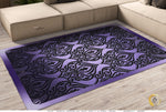 Baroque Violet Damask Area Rug, Available in 3 sizes | 10005E