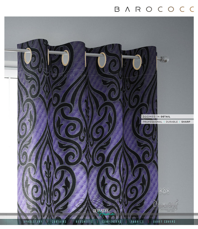 Lilac Damask Curtain Panel, Made to Order on 12 Fabric Options -10005E