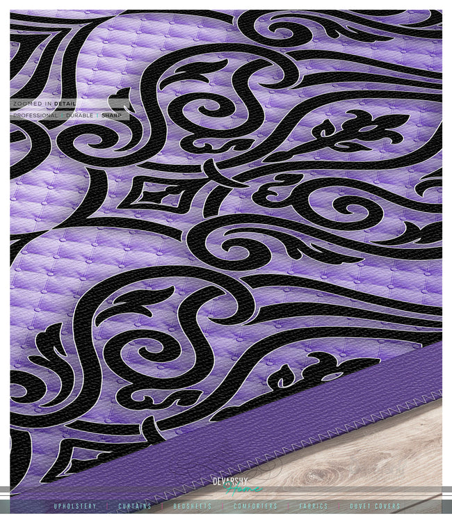 Baroque Violet Damask Area Rug, Available in 3 sizes | 10005E