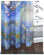 Abstract Blue Floral PREMIUM Curtain Panel. Available on 12 Fabrics. Made to Order. 10008C