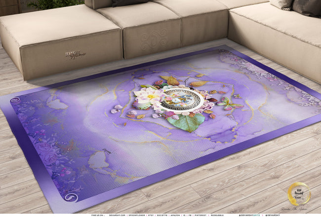 Lavender Floral Area Rug, Available in 3 sizes | 10008D