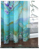 Turquoise Abstract Print PREMIUM Curtain Panel. Available on 12 Fabrics. Made to Order. 10008D