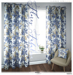 Mistletoes Blue Florals PREMIUM Curtain Panel. Available on 12 Fabrics. Made to Order. 10009A