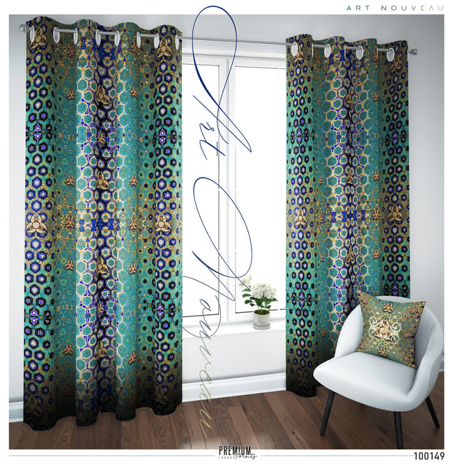 Art Nouveau PREMIUM Curtain Panel. Available on 12 Fabrics. Made to Order. 100149