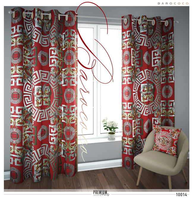 ROCOCO Royal Red PREMIUM Curtain Panel. Available on 12 Fabrics. Made To Order. 10014