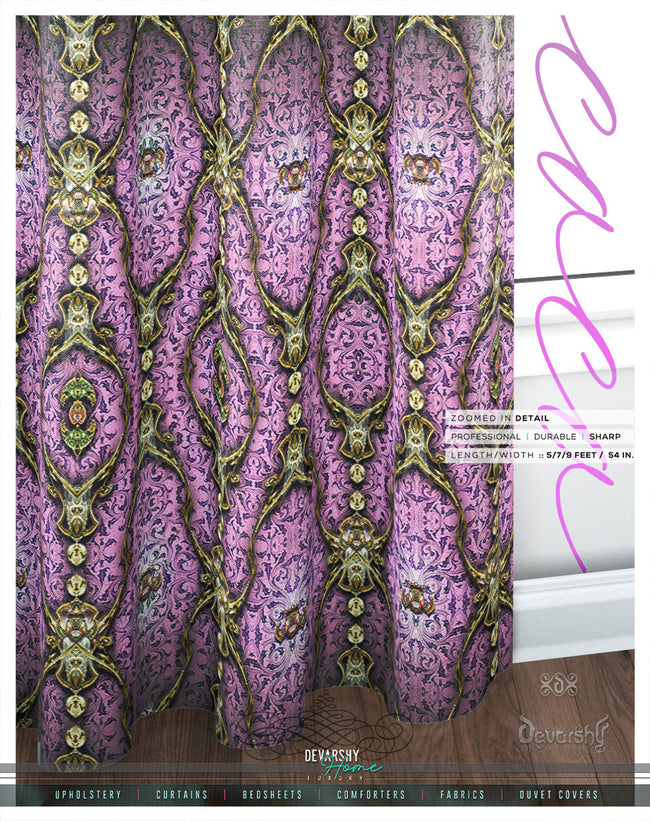 Pink Pattern PREMIUM Curtain Panel. 12 Fabric Options. Made to Order. Heavy And Sheer. 100158A