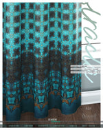 Abstract Turquoise PREMIUM Curtain Panel. Available on 12 Fabrics. Made to Order. 100169